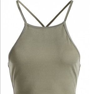 green criss cross pace up cami crop top
